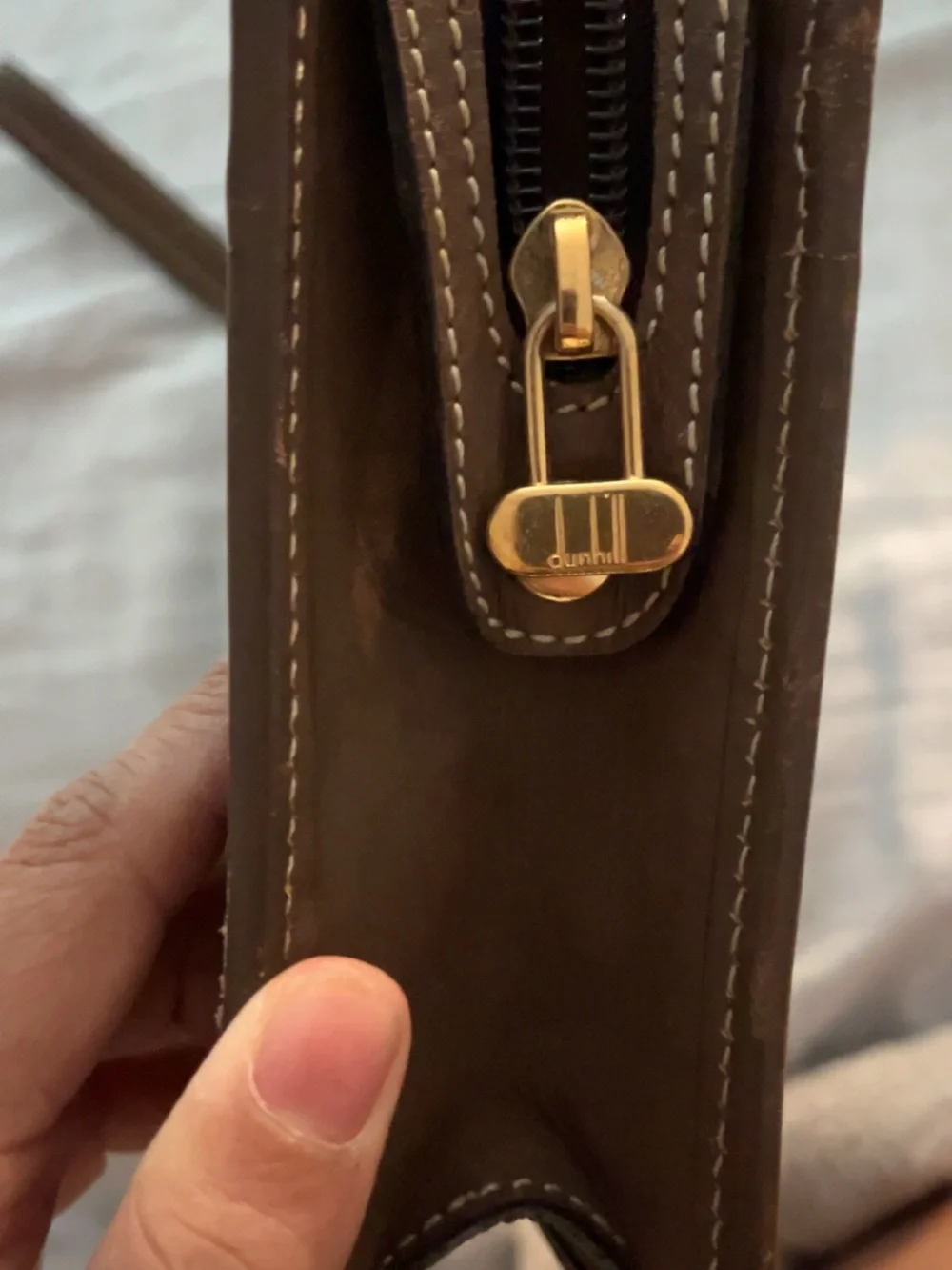 Dunhill Unisex Black and Brown leather Wristlet Clutch - Classic Two-Tone